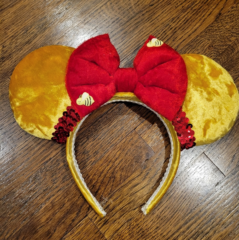 Custom-made, Disney Yellow & Red, Winnie the Pooh themed Mickey Ears. Never worn